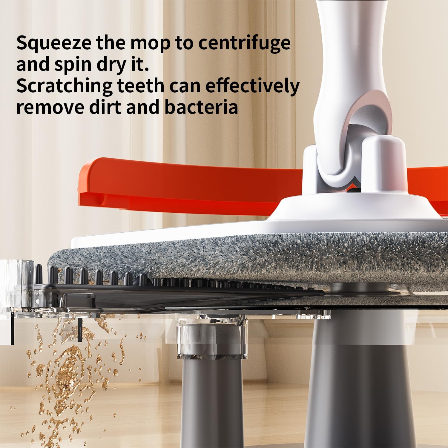 Spin Mop and Bucket Set with Separate Dirty and Clean Water,360° Spin Mop and Bucket System with Widening Foldable Handle,6 Replaceable Mop Pads,Square Mop for Floor Hardwood Wall Cleaning(White)