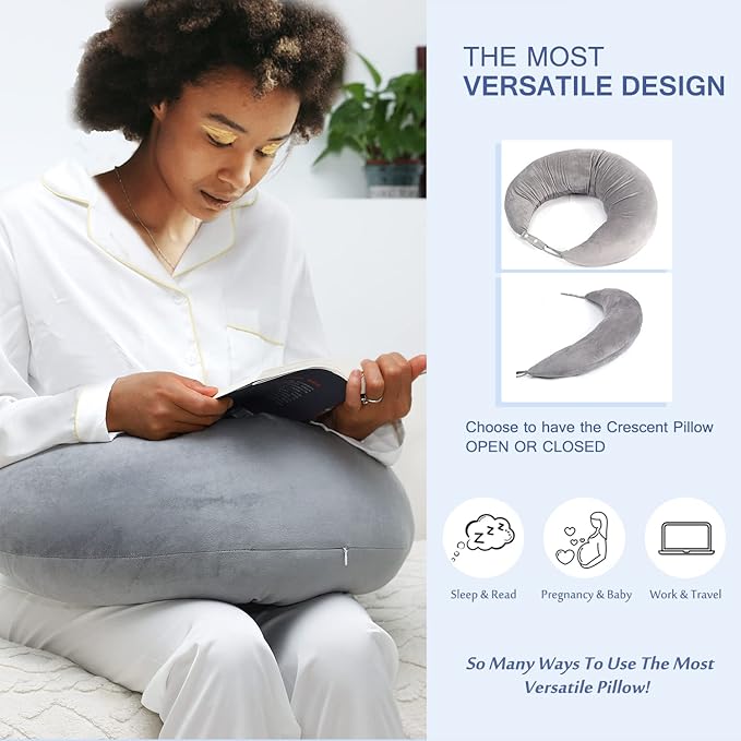 BBL Pillow After Surgery, BBL Pillow for Sitting Sleeping Driving, Hemorrhoid Pillow Seat Support Cushio for Butt with Hole, Butt Donut Pillow for Woman,Grey