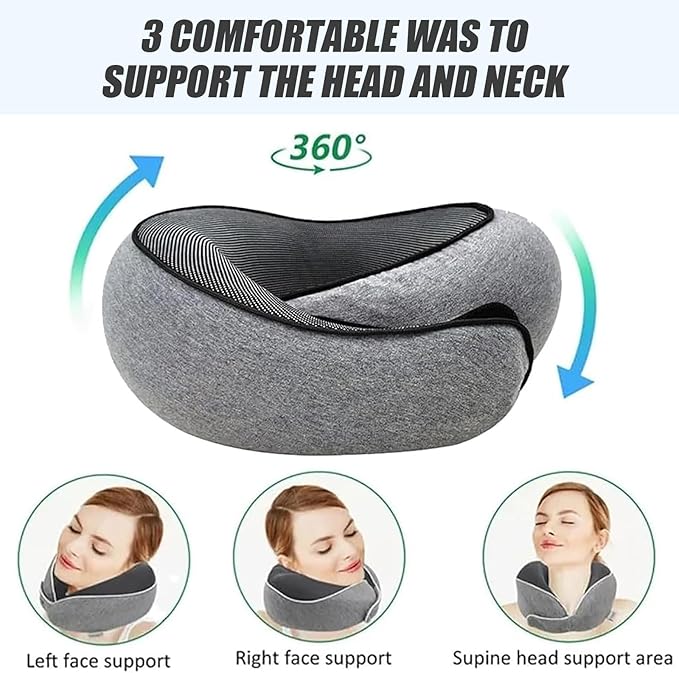 Travel Neck Pillows for Airplanes 2024 New Travel Pillow Neck Travel Pillow Memory Foam Airplane Pillow Soft Airplane Neck Pillow(Black)
