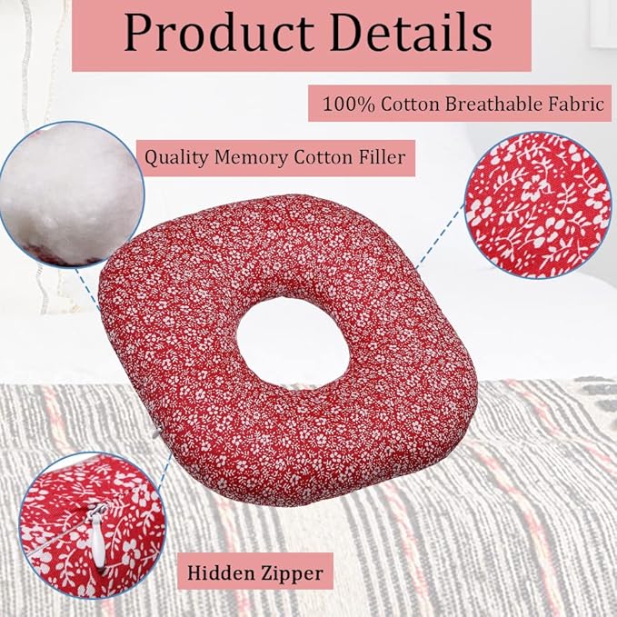 Ear Piercing Pillow with a Ear Hole for CNH and Ear Piercing Ear Pain Ear Inflammation Pressure Sores, O-Shaped Side Sleeping Pillow Ear Guard Pillow