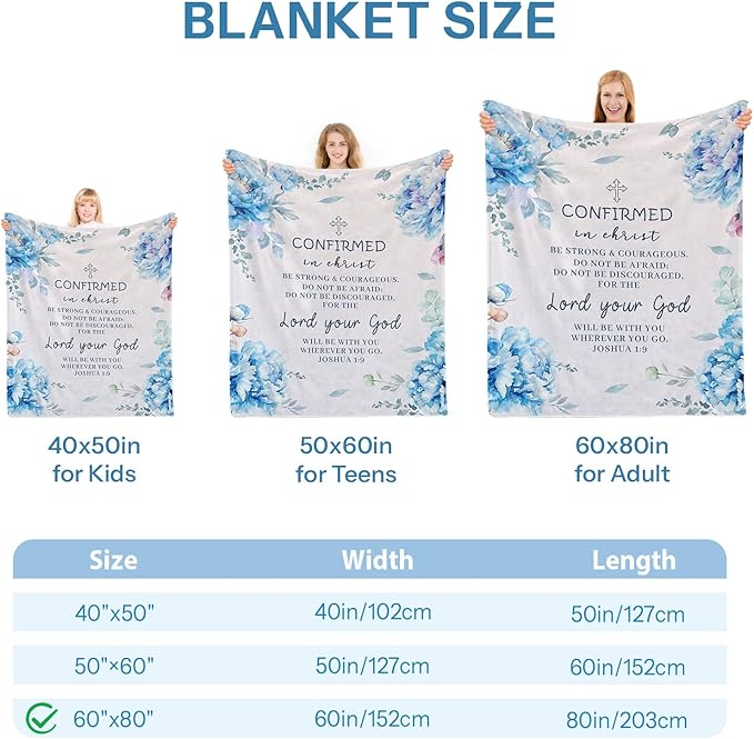 Confirmation Gifts for Teen Girls, Confirmation Gifts for Girls, Confirmation Gifts for Teenage Girl, Confirmation Gifts for Catholic, Confirmation Decorations Throw Blanket 60x80 in
