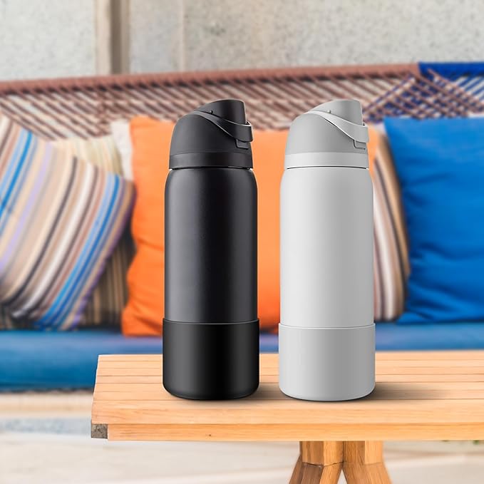 2PCS Silicone Water Bottle Boot for Owala 24oz 32oz 40oz, Protective Bottom Bumper Anti-Slip Sleeve for FreeSip, Twist, and Flip Stainless Steel Bottles, Dishwasher Safe and BPA Free