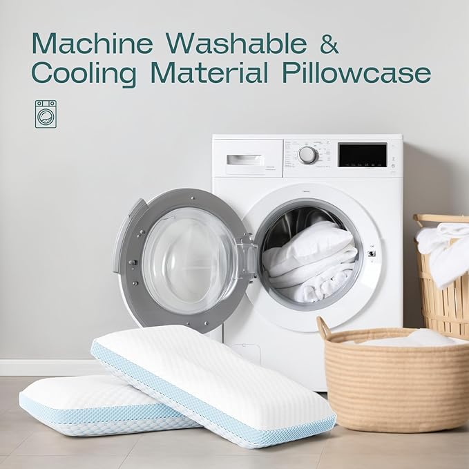 Memory Foam Bed Pillow for Pressure Relief - Memory Foam Neck Pillow with Removable Cooling & Soft Cover – Two-Sided, Contour Orthopedic Bed Pillow for Side Back Stomach Sleeper