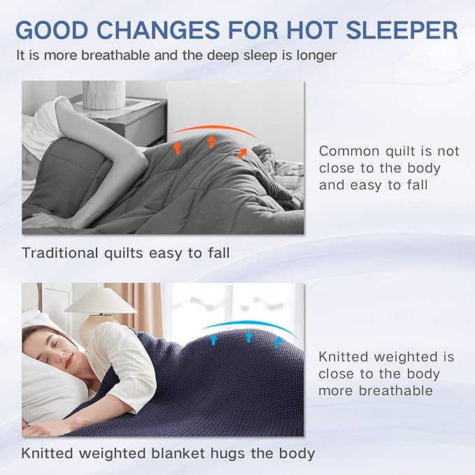 Knitted Weighted Blanket(Dark Grey 50"x75" 12lbs),Home Décor Cooling Throw Blanket for Hot Sleepers,Hand Made Chunky Knit Heavy Blanket for Adults Use on Full Size Bed