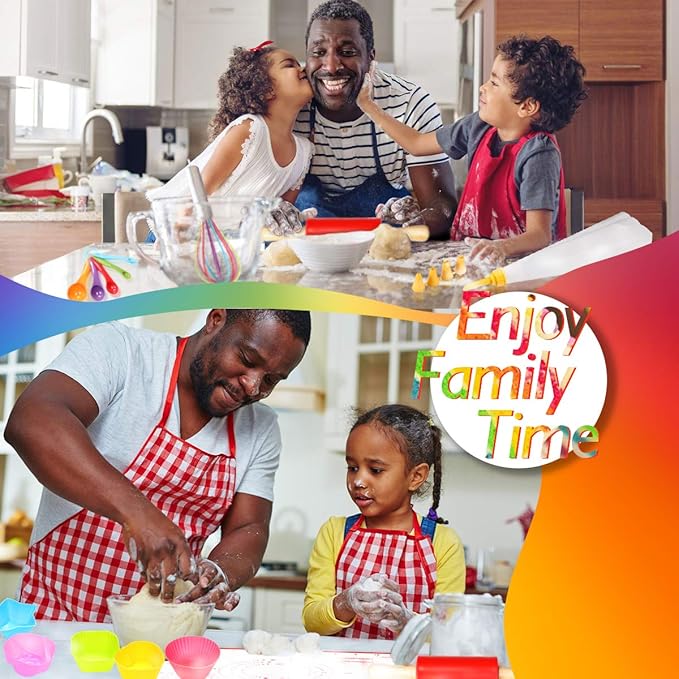 Kids Cooking and Baking Set 40 Pcs with Gift Box, Real Kitchen Utensils Kit for Children Toddlers Teens, Gift for Girls&Boys, Nonstick Rolling Pin Silicone Pastry Mat Cupcake Molds