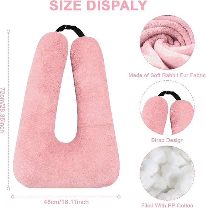 Travel Pillow, Travel Pillow for Kids, Sleeper Hold Pillow Travel, Removable U-Shaped Pillow for Adults and Children to Support Head and Body in The Back Seat of Long Car Trips (Pink)