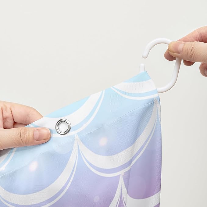 AILONEN Cute Dolphin Shower Curtain,Beautiful Sea World Theme Bath Curtain Cloth Fabric Bathroom 72" W*78" H Inch,12 Pack Hooks for Kids Child Cute Pink Dolphin Sea Animal Bathroom Curtain