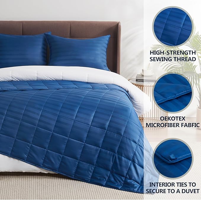 Weighted Blanket for Adult,20lbs Heavy Weighted Blanket 80"x87" Breathable Cooling Summer Blankets, Ultra Soft Cotton Comfort Throw Blanket with Glass Beads for All-Season (Blue)