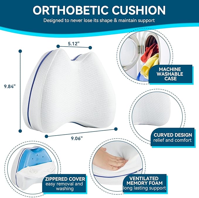 Knee & Leg Pillows Foam Support Pillow for Sleeping for Back Pain,Leg Pillow for Sleeping On Side, Memory Foam Cushion Knee Support Pillows,Pregnancy Pillow Removable and Washable Cover