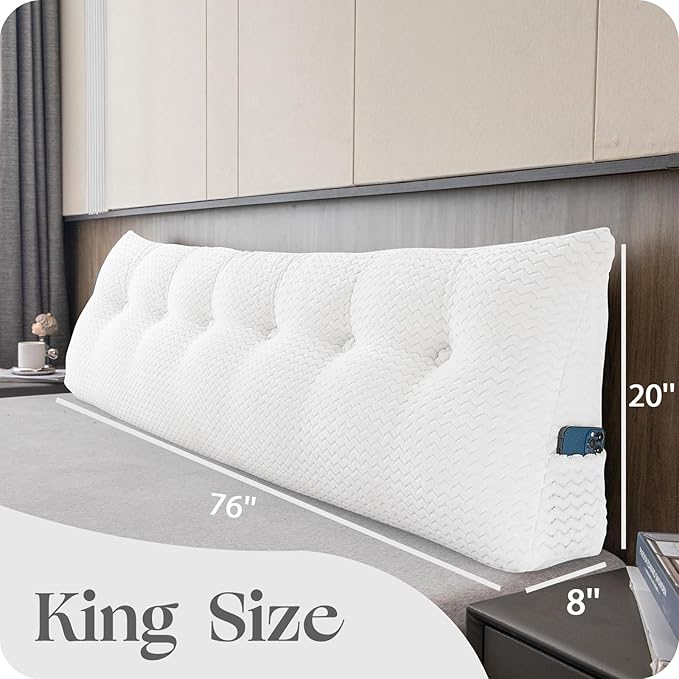 Large Bolster Triangular Headboard Wedge Backrest Positioning Support Bed Rest Reading Pillows Headboard Wedge Pillows for Day Bed Bunk Bed with Removable Cover