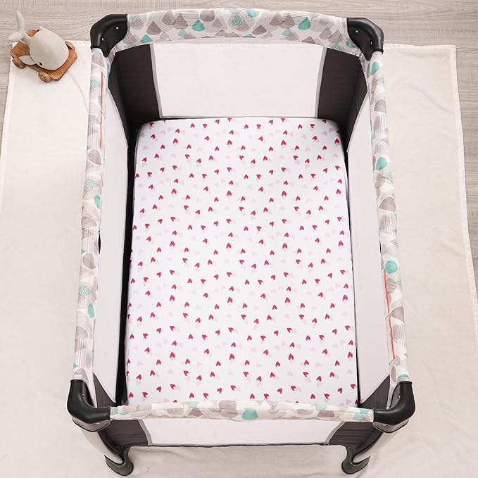 3 Pack Mini Crib Sheets, Premium Pack N Play Sheets for Boys Girls Neutral, Soft Breathable Baby Sheets Fit Pack N Play, Playard and Mini Crib Mattresses, Rainbow