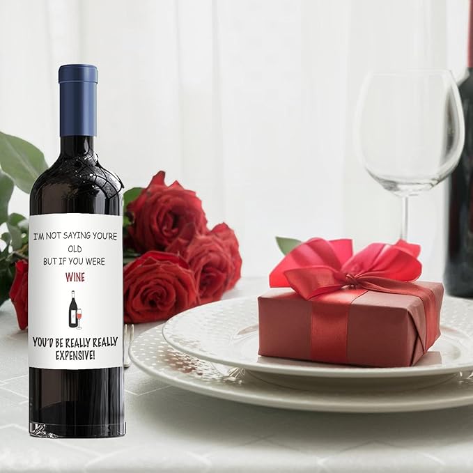 24Pcs Funny Wine Bottle Label,Funny Cute Wine BottleTags Stickers Birthday Party Decorations Waterproof Wraps Sticker for Champagne Bottle Women Men Party Supply