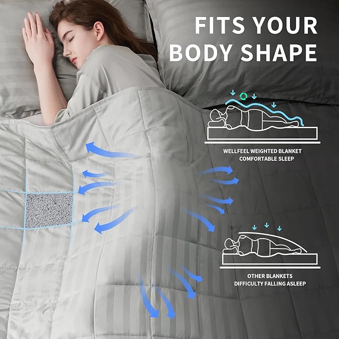 Weighted Blanket for Adult,20lbs Heavy Weighted Blanket 80"x87" Breathable Cooling Summer Blankets, Ultra Soft Cotton Comfort Throw Blanket with Glass Beads for All-Season (Light Grey)