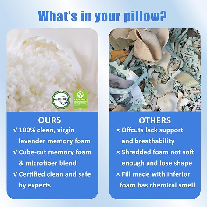 Cooling Pillows for Sleeping, Shredded Memory Foam Pillows 2 Pack, Bed Pillows Queen Size Set of 2, Adjustable Loft Soft or Firm Pillow for Side Back Stomach Sleepers with Cooling Cover