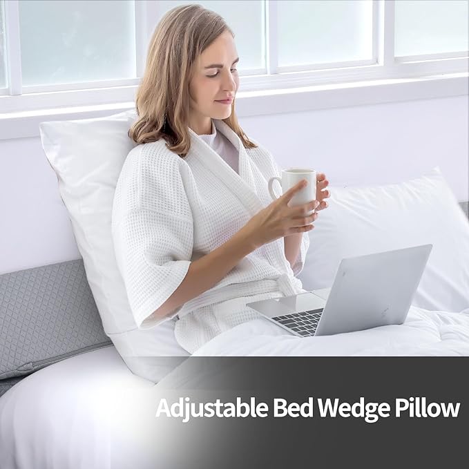 MABOZOO Pillow Wedge for Headboard Gap,Bed Gap Filler Queen Size,Foldable Bed Wedge Pillow for Headboard,Light Grey Bed Wedge Gap Filler,Foam Mattress Gap Filler,60"x6"x6"