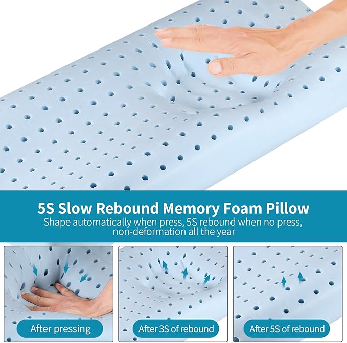 Memory Foam Pillows Neck Pillow Bed Pillow for Sleeping Ergonomic Cervical Pillow Orthopedic Contour Pillow for Side Back Stomach Sleeper