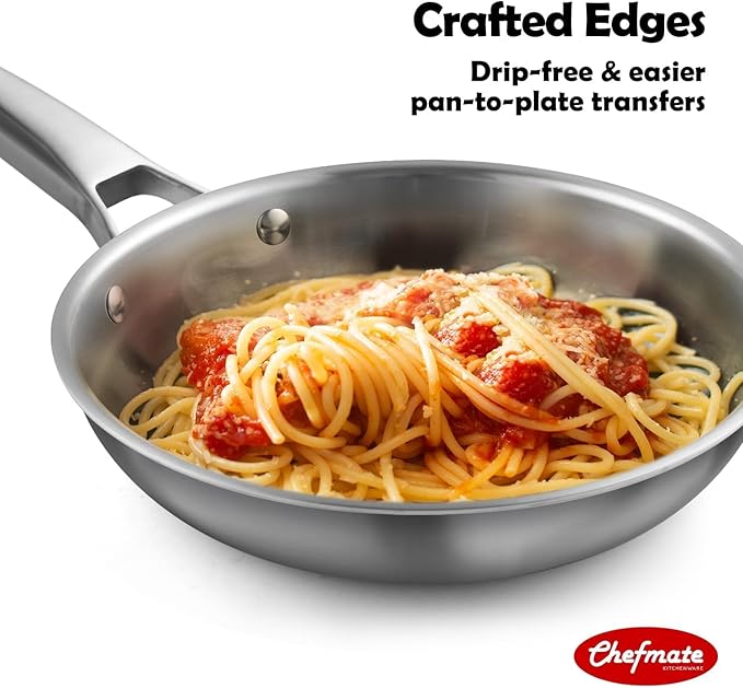 Stainless Steel Cookware Set,Tir-Ply Pots and Pans Set,10 Pcs Stainless Steel Induction Kitchen Cookware Sets,PFOA Free, Frying Pans,Saucepans,Saute Pan & Stock Pot,Compatible with All Cooktops