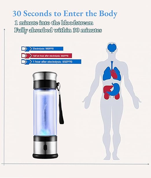 350mL Hydrogen Water Bottle, Hydrogen Water Bottle Generator, Hydrogen Rich Water Bottle Portable Hydrogen Generator Cup Water Ionizer (Water Cup)
