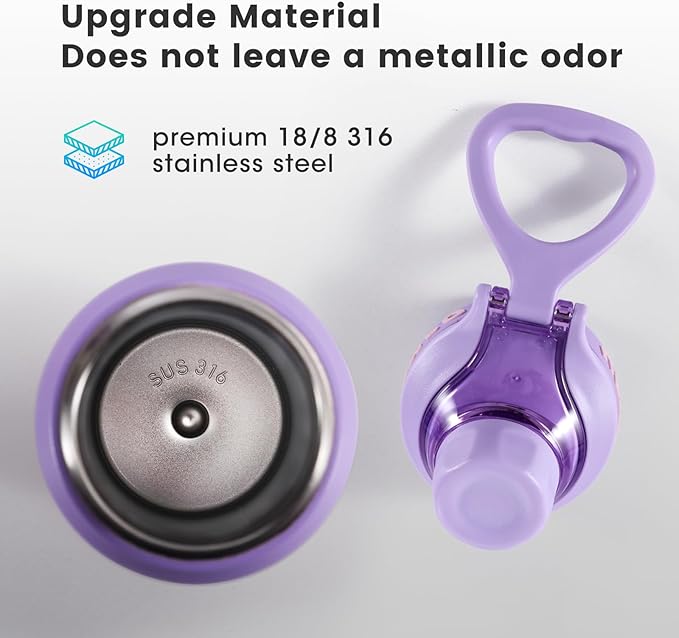 28oz Sports Water Bottle with Straw, Stainless Steel Vacuum Insulated Cooling Water Bottle, Leak Proof Metal Water Bottle, Double Insulated, Suitable for Sports, Gym and Travel (Purple & Pink)