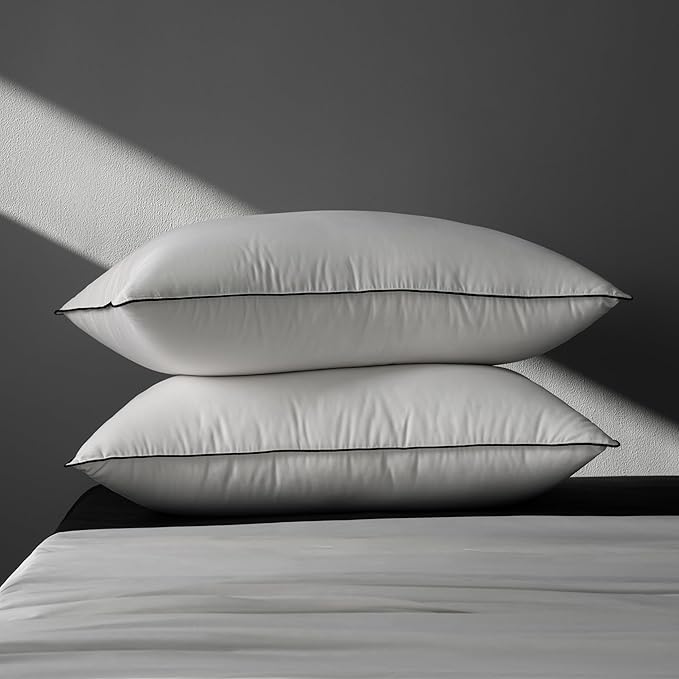 MAXICOZY Hungarian Goose Down Pillow Queen Size Pack of 2, 3-Chamber Bed Pillows Queen Size Set of 2, White Hotel Pillows for Sleeping, 460TC Soft Cotton Blend Shell- Queen (20" x 28"), 2 Pack