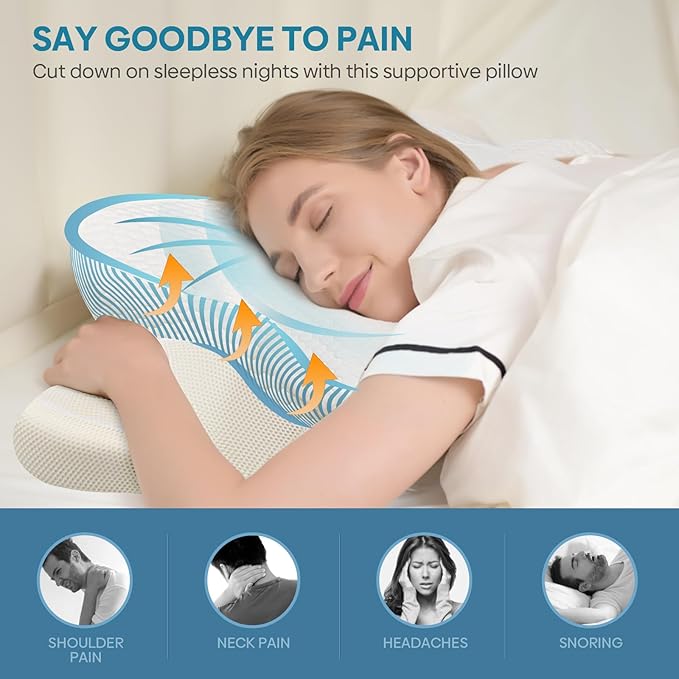 Cervical Pillow for Neck & Shoulder Pain Relief Sleeping - Ergonomic Contour Pillows - Memory Foam Pillow for Side, Back & Stomach Sleepers