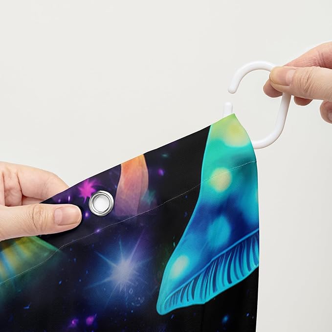 AILONEN Colorful Magic Mushroom Shower Curtain,Natural Fungal Plants Shower Curtain Set for Bathroom,Boho Style Waterproof Fabric Bath Curtain for Kids Girls, 72" W*72" H