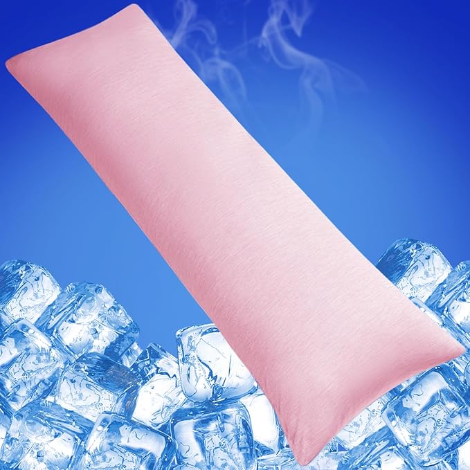 Cooling Body Pillow Case for Hot Sleepers - Body Pillow Cover Cooling Double Side Arc-Chill Q-Max>0.5 Cooling Fiber - Breathable Cooling Body Pillow Cover with Zipper (Pink, 20" x 54")