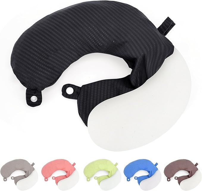 Travel Neck Pillow Cover Neck Pillow Replacement Cover Travel U Neck Pillow Case Cover Soft and Smooth Neck Pillow Cover Black (Only Pillow Cover, No Filler)