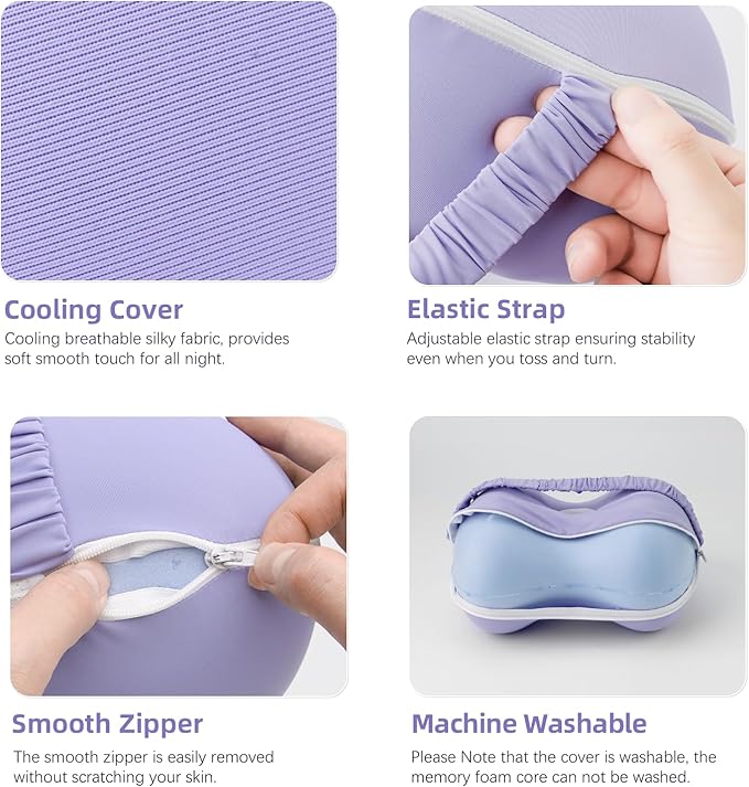 Leg Pillow for Side Sleeping - Cooling Side Sleeper Leg Pillow with Strap for Spine Alignment - Memory Foam Knee Pillow for Side Sleepers Hip & Sciatica Pain (Purple)