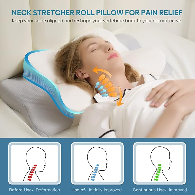 Cervical Pillow for Neck & Shoulder Pain Relief Sleeping - Ergonomic Contour Pillows - Memory Foam Pillow for Side, Back & Stomach Sleepers