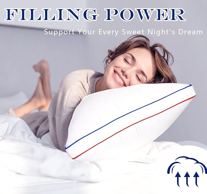 Pillows Standard Size Set of 2, Fluffy Bed Pillows for Sleeping, Standard Pillows 2 Pack with Hotel Quality, Firm and Supportive Down Alternative Pillow for Side and Back Sleeper, 20" x 26"