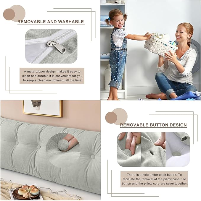 Large Triangular Headboard Pillows Long Backrest Positioning Support Bolster Cushion for Daybed Fluffy Quality Plush Body Wedge Pillow with Removable Cover(Dark grey-24x8x20in)