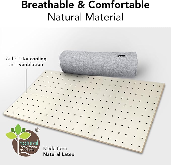 Ultra Thin Pillow 1 inch Thickness - Foldable, Rollable, Stackable - Made from Natural Latex - Low Profile, Super Flat (Soft, Gray Slate)