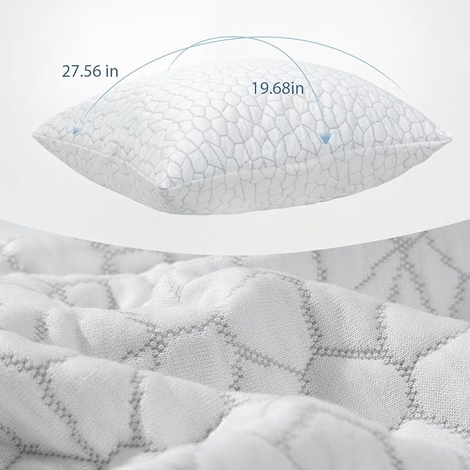 High Cooling Pillow for Hot Sleepers Bed Pillow for Side Sleepers Memory Foam Neck Pillow Queen Pillow with 2 Extra Fill