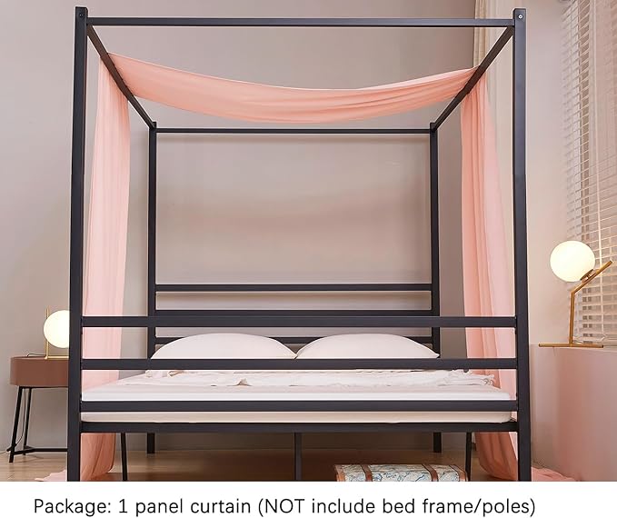 Akiky Montessori Floor Bed Canopy Curtains Linen Canopy for Kids House Bed Canopy Scarf for Toddler Adult Bed Frame Canopy Panel Nursery Room Decor (Full/Queen,Pink)