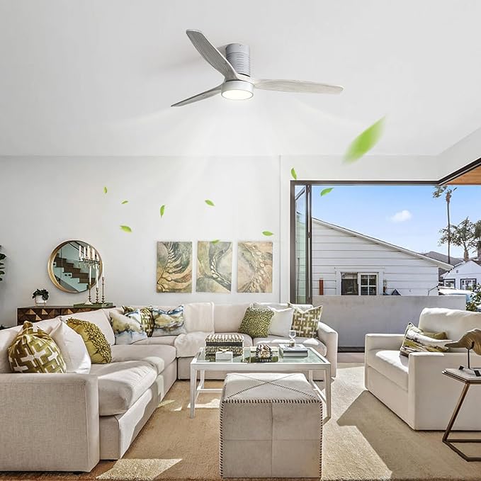 NicBex Ceiling Fan 52 Inch Ceiling Fans with Lights Ceiling Fan with 3 Blades and Remote Control Reversible DC Motor Ceiling Fan for Bedroom, Living Room, Gray