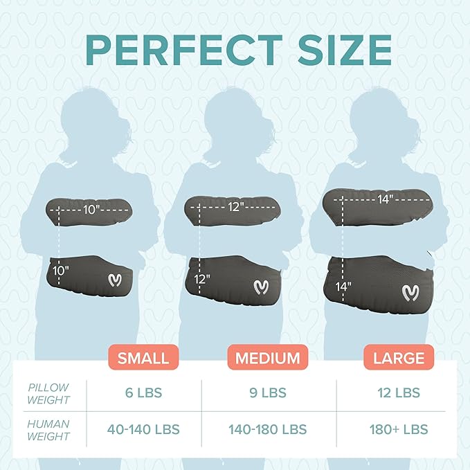 Calmier - Sensory Weighted Pillow - Glass Bead Filled Hug Pillow - Ultra Plush Cozy Weighted Pillows for Adults and Kids - Child Sensory Pillow - Weighted Lap Pad (Charcoal Gray - Fleece, 12 LBS)