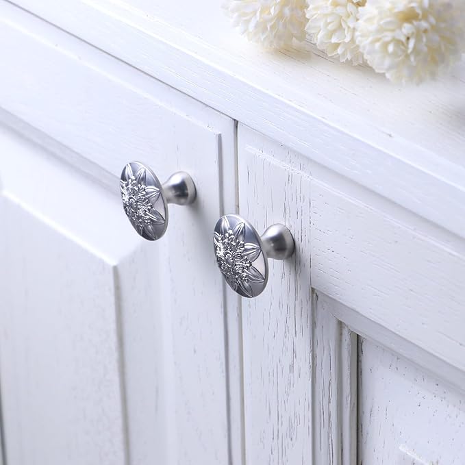 Cabinet Knobs 16 Pack,Brushed Nickel Zinc Alloy,1-2/5'' Round Knobs Handles for Cabinets and Drawers,Included Screws