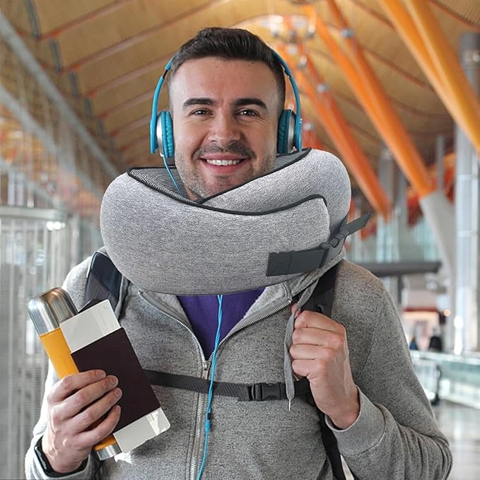 Travel Pillow - 2024 New Travel Neck Pillow, Memory Foam Travel Pillow, Memory Foam Travel Neck Pillow for Airplanes, Travel Neck Pillow, Foam Travel Pillow (Buckle Style)