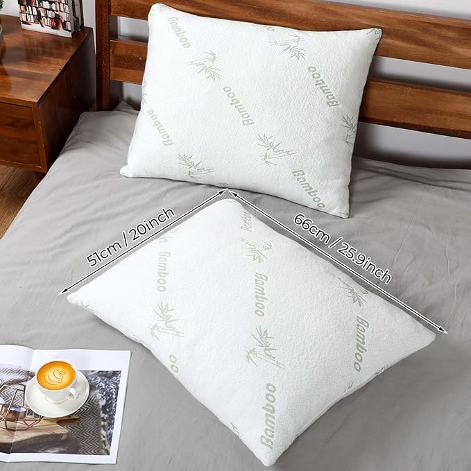 Suzile 6 Pack Shredded Memory Foam Pillows Standard Size Bulk 20 x 26 Inch Adjustable Hotel Bed Pillows Set for Neck and Shoulder Pain with Washable Cover for Side Back Stomach Sleepers