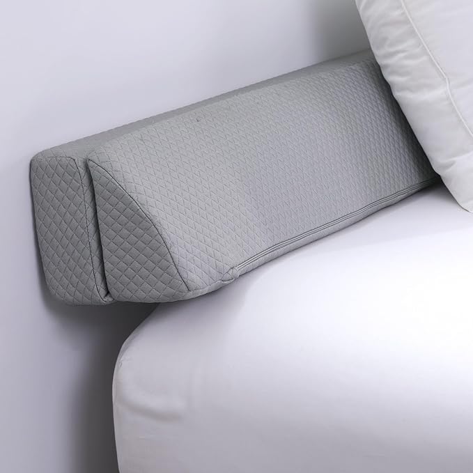 MABOZOO Pillow Wedge for Headboard Gap,Bed Gap Filler Twin Size,Foldable Bed Wedge Pillow for Headboard,Light Grey Bed Wedge Gap Filler,Foam Mattress Gap Filler,39"x6"x6"