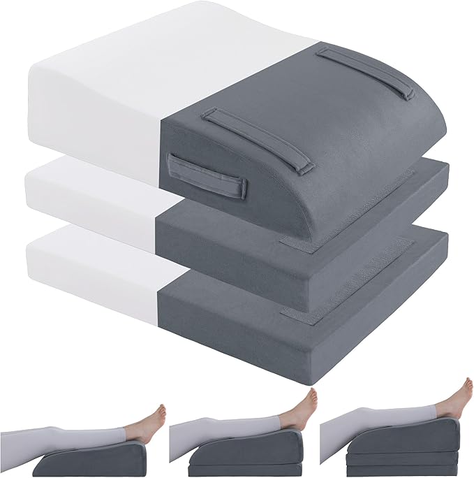 BALAPET Adjustable Leg Elevation Pillows, 10" Height Memory Foam Wedge Leg Rest Pillow for Circulation, Supportive Bolster Pillow for Pregnancy Relieves Pressure Hip Leg Elevation, Dark Grey