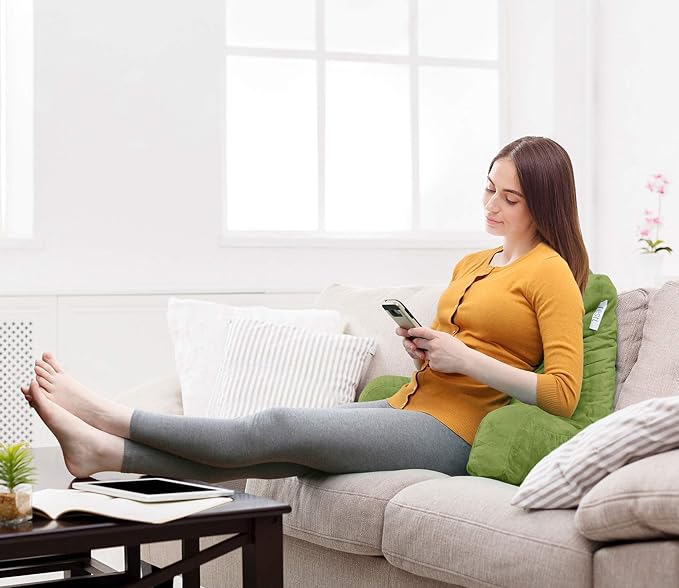 Nestl Reading Pillow for Kids, Small Bed Pillow, Back Pillow for Sitting in Bed, Memory Foam Chair Pillow, Reading & Bed Rest Pillows, Calla Green Back Pillow for Bed, Arm Pillow with Pockets