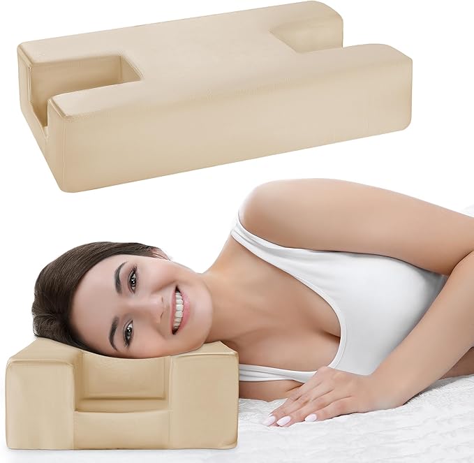 HOMBYS Beauty Pillow for Side Sleepers, Side Sleeper Pillows for Adults,Silky Smooth Satin Bed Pillow,Champagne