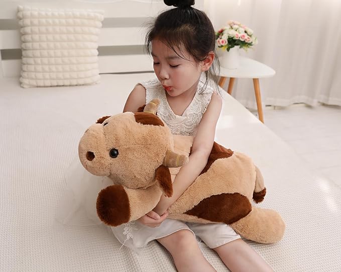 25.6 inch 5 lbs Cow Weighted Stuffed Animals, Large Weighted Plush Animal, Cute Plush Toy Pillow, Soft Kawaii Plushie Gifts for Adults, Kids, Boys and Girls