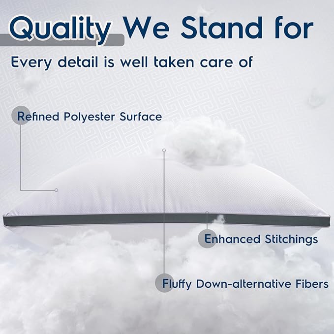 viewstar Pillows Queen Size Set of 2, Bed Pillows for Sleeping, Queen Pillows 2 Pack for Back and Side Sleepers, Fluffy Pillows for Bed with Down Alternative, Machine Washable, Dark Grey, 20" x 30"