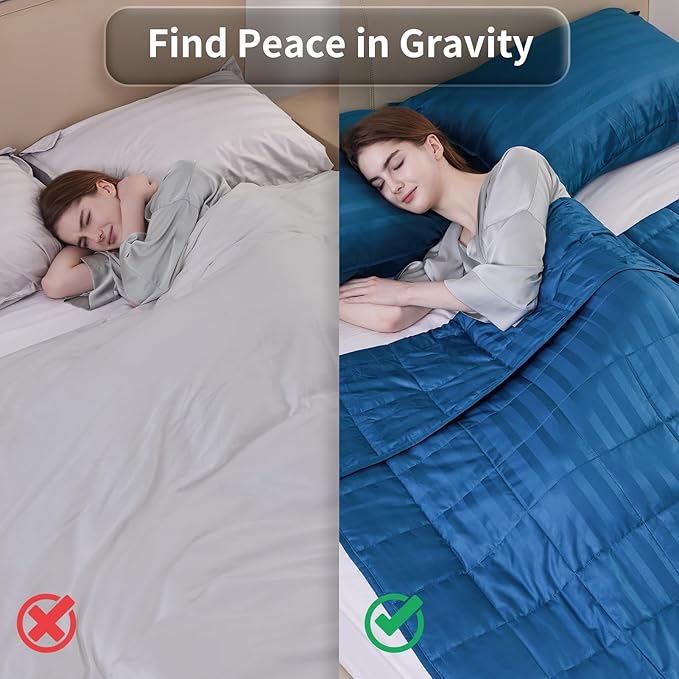 Weighted Blanket,3lbs Heavy Weighted Blanket 36"x48" Breathable Cooling Blanket, Summer Blankets Ultra Soft Comfort Blanket with Glass Beads for All-Season (Blue)