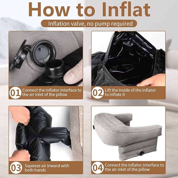 Inflatable Lap Pillow for Gaming, Reading & Bed Couch Rest Pillows, Foldable Laptop Pillow Arm Rest for Adult Playing Working, Portable Large Gamer Pillow Desktop for Sitting in Bed Sofa Floor