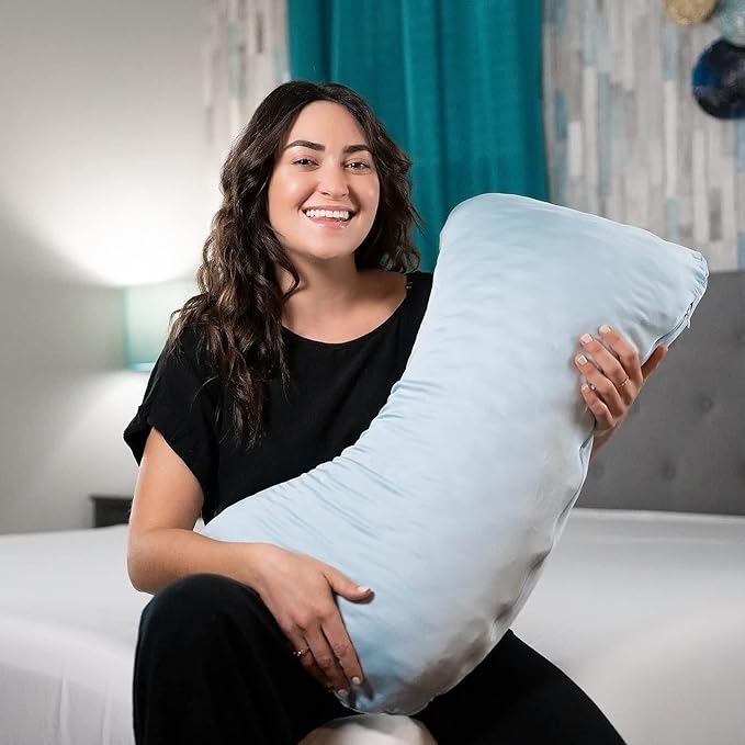 Honeydew Queen Side Pillow Case - Fits The Scrumptious and Essence Curved Pillows for Side Sleeping - Comfortable and Soft Cooling Viscose Made from Bamboo Fabric - Queen Size (Coastal Blue)