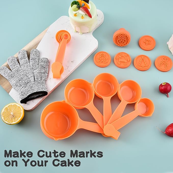 Cooking Set for Kids, 46 Piece Real Cooking Kids Baking Set with Organizer Carrying Case Girls, Kitchen Tools Kids Knife Set for Kid, Toddler, Gift, Toys